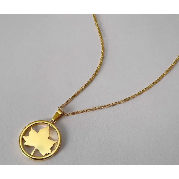 High Quality Fashion Jewelry Kpop Fashion Jewelry Maple Leaf Necklace Gold Color Necklaces Stainless Steel-Lucid Fantasy