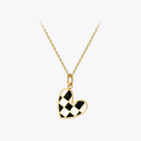High Quality Fashion Jewelry Kpop Grid Heart Necklace Pendant Necklaces Fashion Jewelry Stainless Steel-Lucid Fantasy