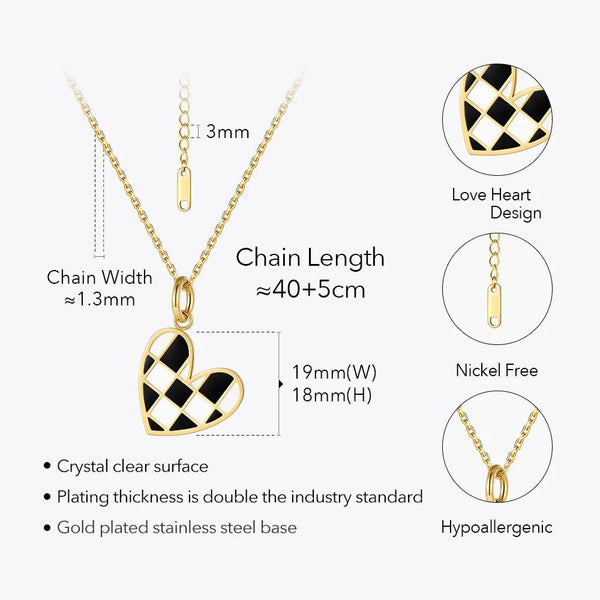 High Quality Fashion Jewelry Kpop Grid Heart Necklace Pendant Necklaces Fashion Jewelry Stainless Steel-Lucid Fantasy