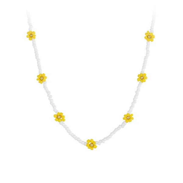 High Quality Fashion Jewelry Little Yellow Flowers Necklace Beaded Necklaces Gold Color Fashion Jewelry Halloween Collar-Lucid Fantasy