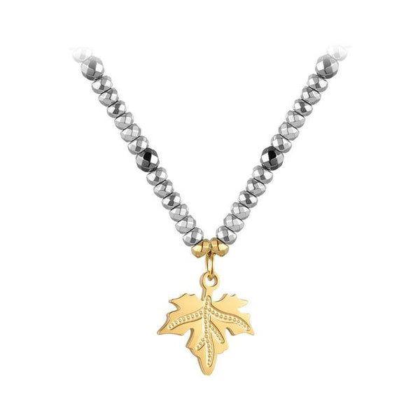 High Quality Fashion Jewelry Maple Leaf Gold Color Necklace Stainless Steel Jewelry-Lucid Fantasy