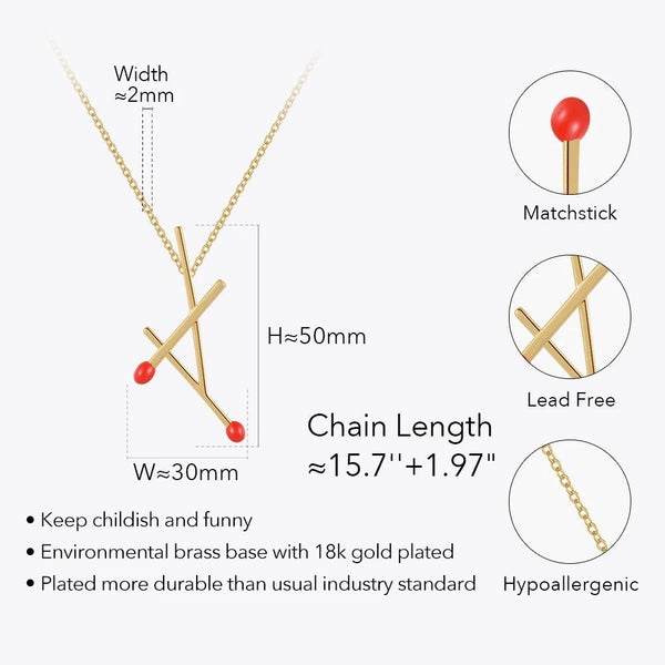 High Quality Fashion Jewelry Matchstick Pendant Necklace Gold Color Fashion Jewelry-Lucid Fantasy