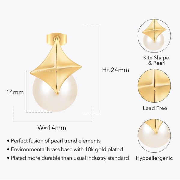 High Quality Fashion Jewelry Pearl Maxi Stud Earrings Gold Color Fashion Jewelry-Lucid Fantasy