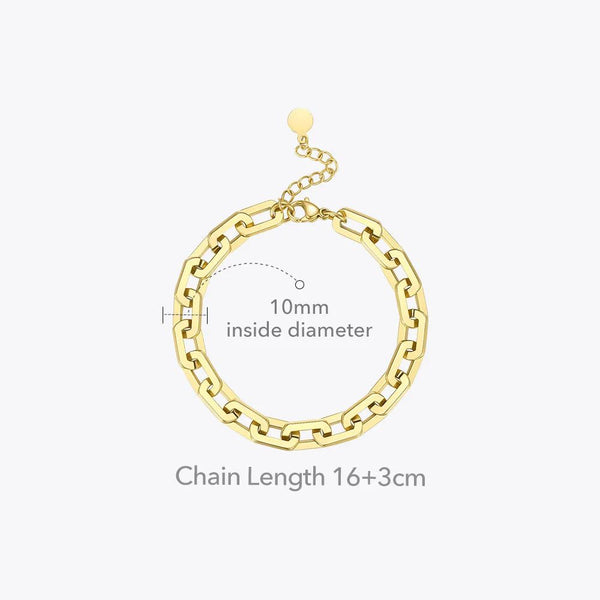 High Quality Fashion Jewelry Square Chain Bracelet Gold Color-Lucid Fantasy