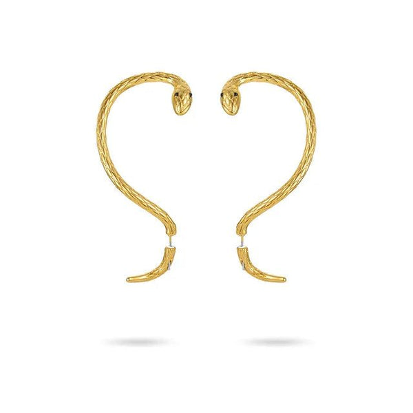 High Quality Fashion Jewelry Textured Metal Snake Hoop Earrings Gold Color Big Fashion Jewelry Body Jewelry-Lucid Fantasy