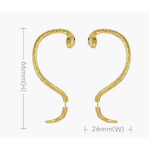 High Quality Fashion Jewelry Textured Metal Snake Hoop Earrings Gold Color Big Fashion Jewelry Body Jewelry-Lucid Fantasy