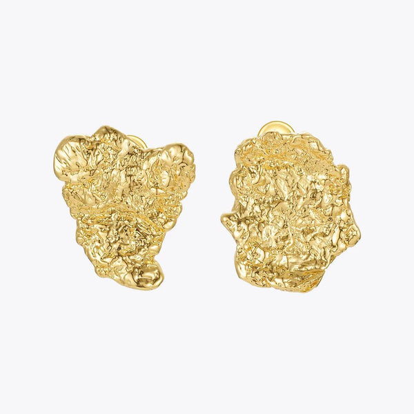 High Quality Fashion Jewelry Textured Rustic Stud Earrings Gold Color-Lucid Fantasy