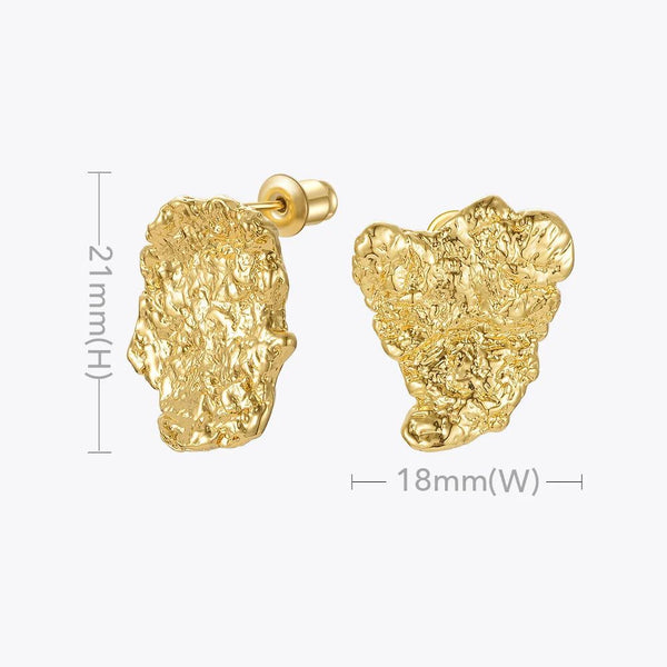 High Quality Fashion Jewelry Textured Rustic Stud Earrings Gold Color-Lucid Fantasy