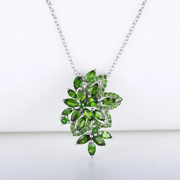 High Quality Natural Chrome Diopside Gem Jewelry Sterling Silver 925 Pendant Necklace-Lucid Fantasy