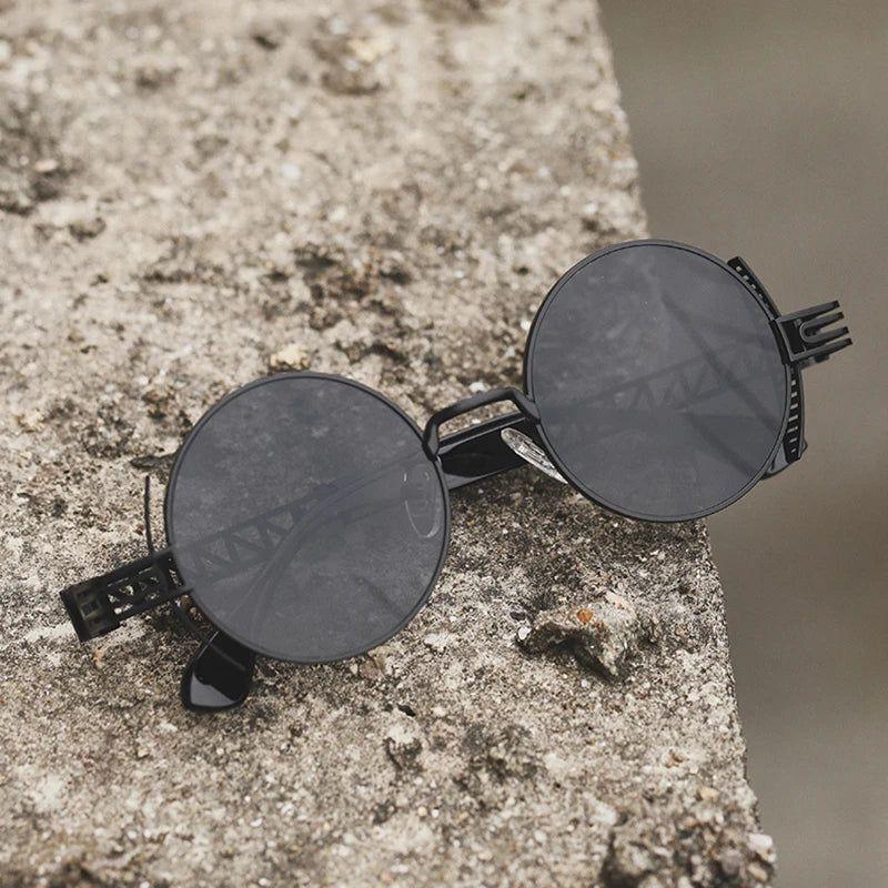 Hollow Metal Retro Round Punk Shades with UV400 Protection - Lucid Fantasy 