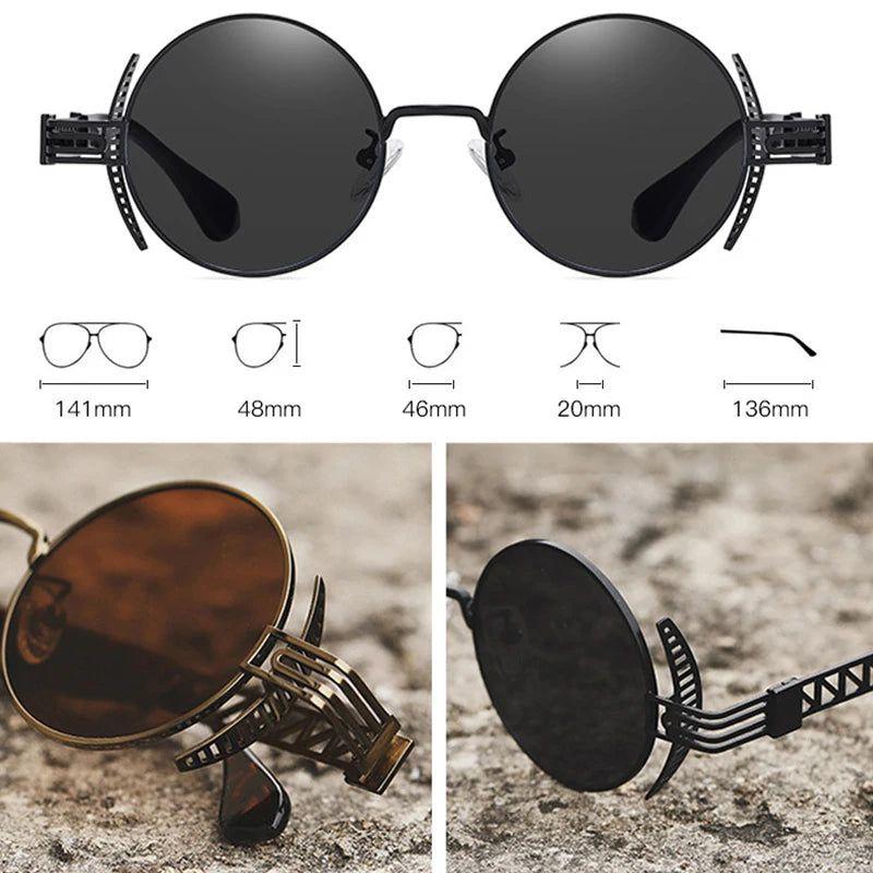 Hollow Metal Retro Round Punk Shades with UV400 Protection - Lucid Fantasy 