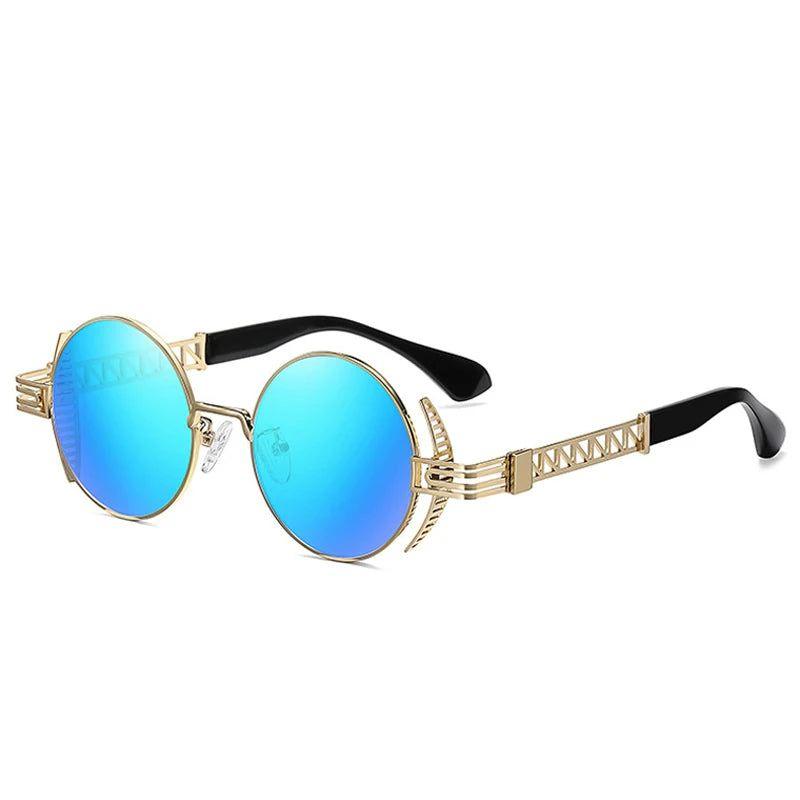 Hollow Metal Retro Round Punk Shades with UV400 Protection - Lucid Fantasy 