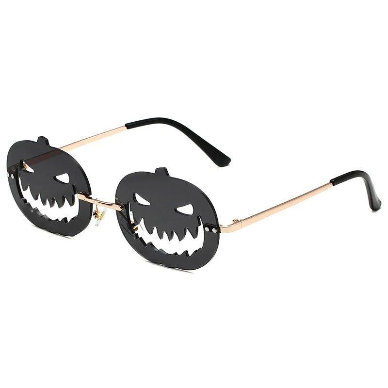 Jack-O-Lantern Steampunk Rimless Sunglasses for Halloween - Lucid Fantasy 