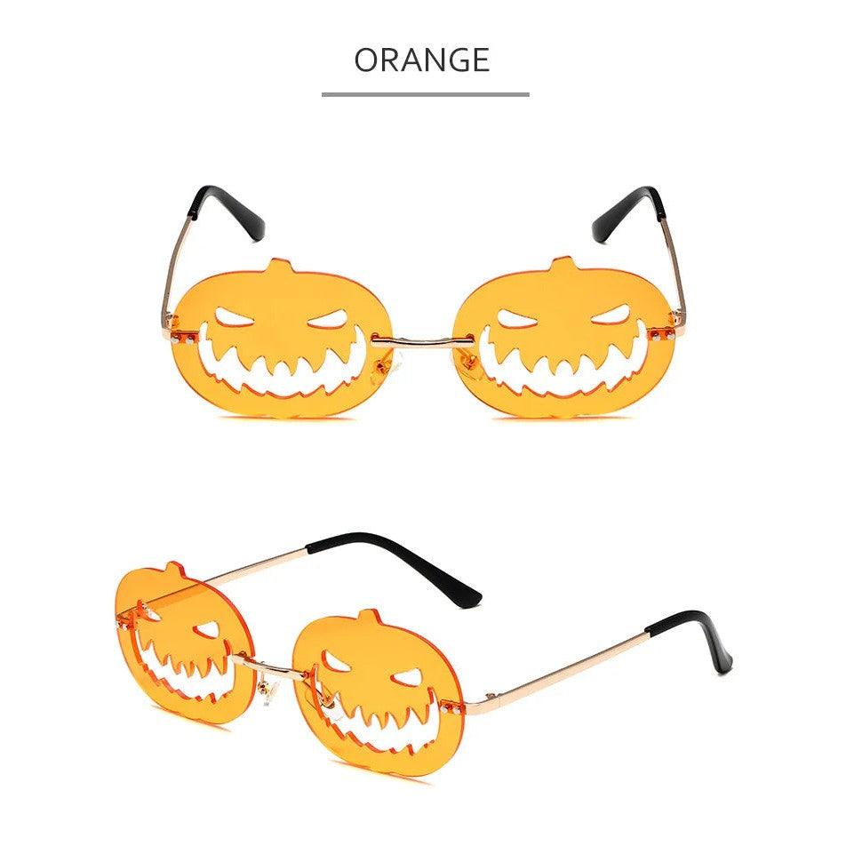 Jack-O-Lantern Steampunk Rimless Sunglasses for Halloween - Lucid Fantasy 