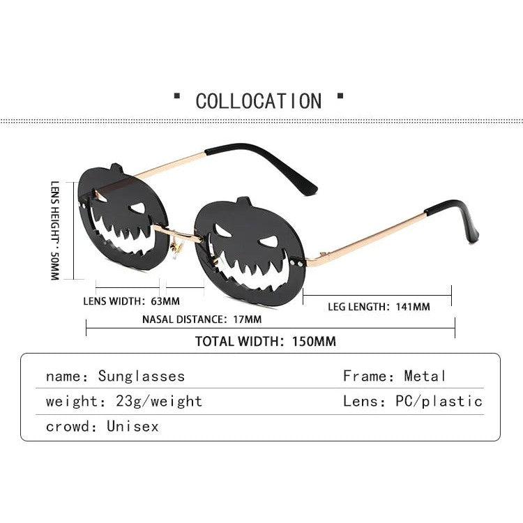 Jack-O-Lantern Steampunk Rimless Sunglasses for Halloween - Lucid Fantasy 