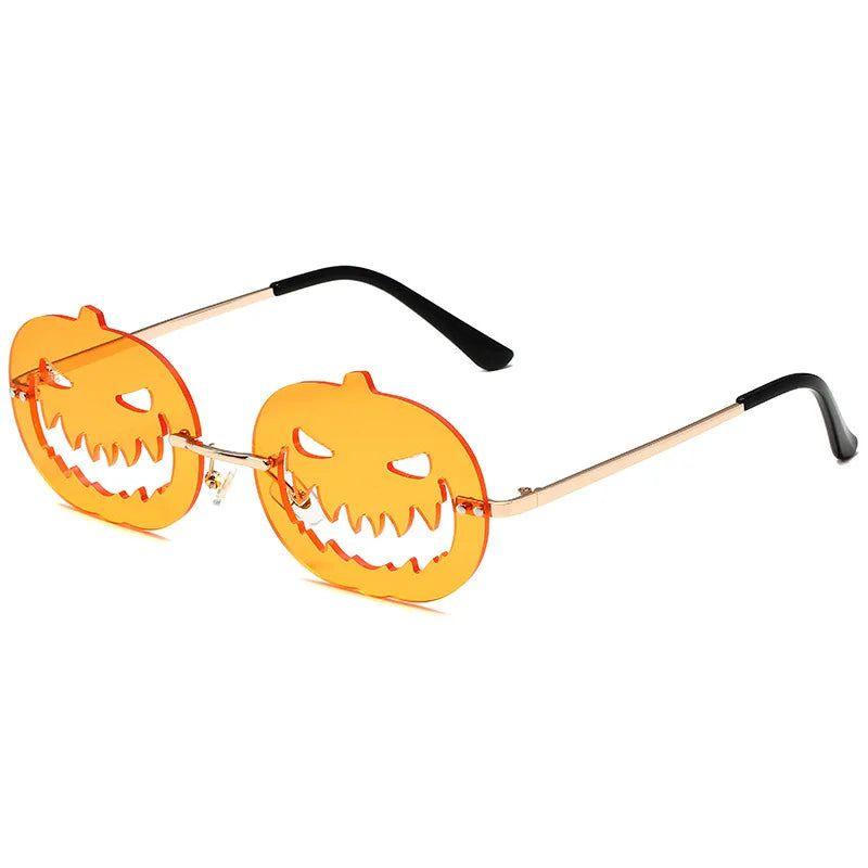 Jack-O-Lantern Steampunk Rimless Sunglasses for Halloween - Lucid Fantasy 