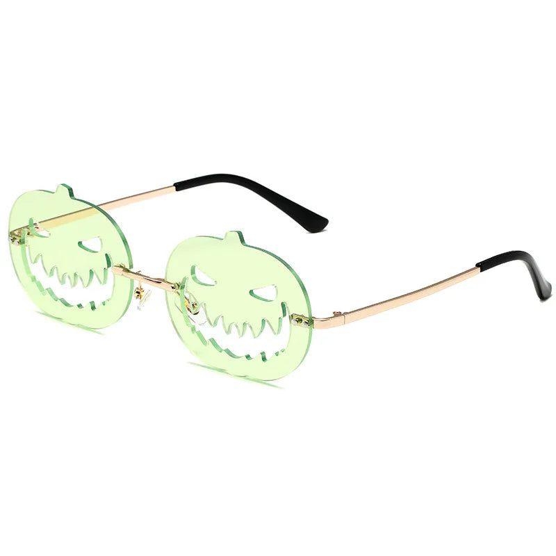 Jack-O-Lantern Steampunk Rimless Sunglasses for Halloween - Lucid Fantasy 