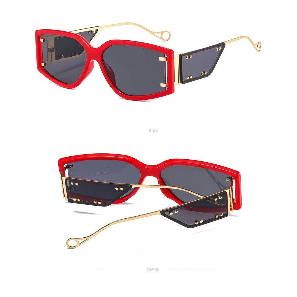 Leopard Print Steampunk Gradient Sunglasses with Alloy Frame and Rivet Details - Lucid Fantasy 