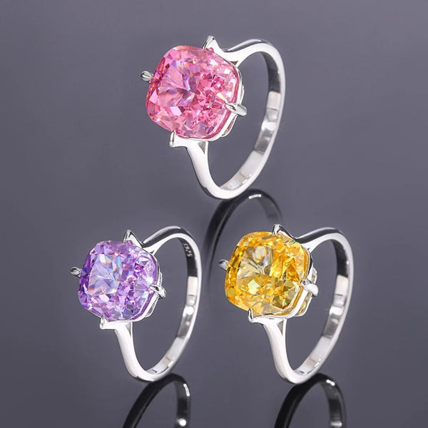 LUCID FANTASY 100% 925 Sterling Silver 10 MM Amethyst Citrine Pink Sapphire Gemstone Ring Fine Jewelry-Lucid Fantasy
