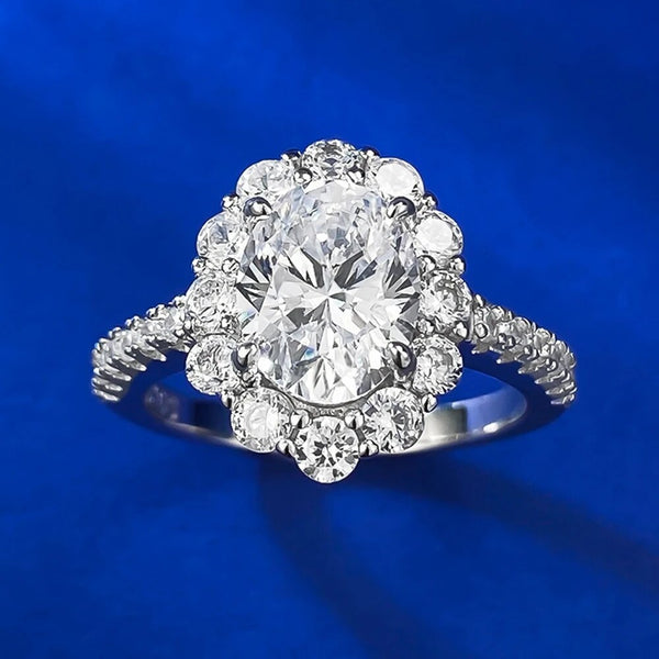 LUCID FANTASY 100% 925 Sterling Silver 7*9 MM Oval Cut Lab Sapphire Gemstone Ring Fine Jewelry-Lucid Fantasy