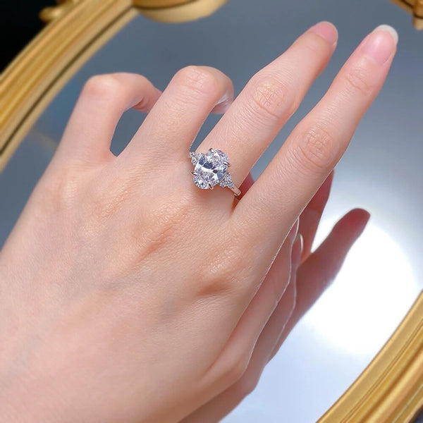 LUCID FANTASY 100% 925 Sterling Silver 8*12 MM Oval Cut Lab Sapphire Gemstone Ring Fine Jewelry-Lucid Fantasy