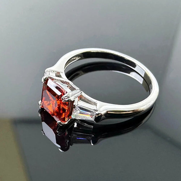 LUCID FANTASY 100% 925 Sterling Silver Asscher Cut 7*7MM Ruby Gemstone Ring Fine Jewelry-Lucid Fantasy