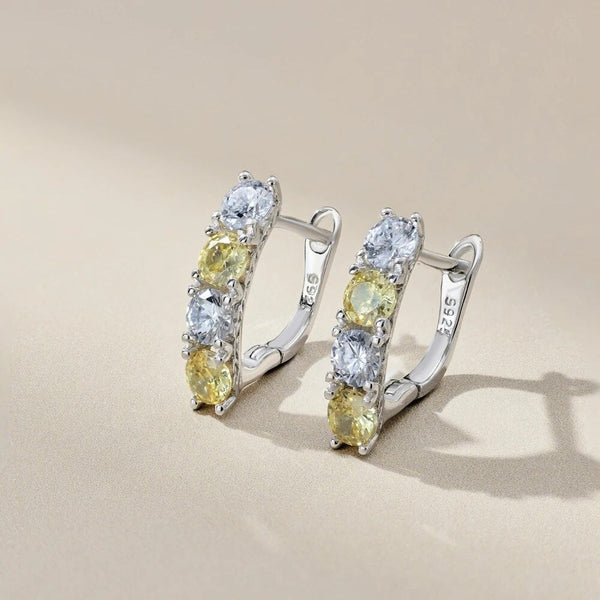 LUCID FANTASY 100% 925 Sterling Silver Citrine High Carbon Diamond Gemstone Hoop Earrings for Fine Jewelry-Lucid Fantasy