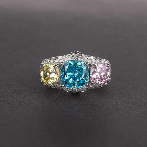 LUCID FANTASY 100% 925 Sterling Silver Citrine Sapphire High Carbon Diamonds Gemstone Ring Fine Jewelry-Lucid Fantasy