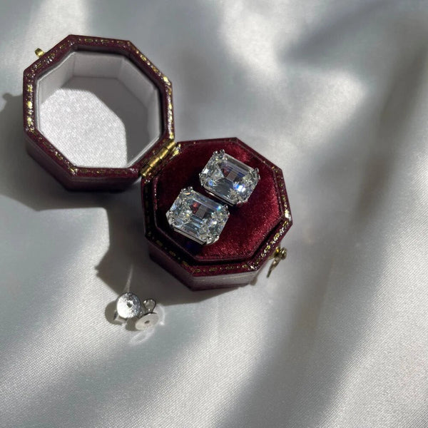 LUCID FANTASY 100% 925 Sterling Silver Emerald Cut 4CT High Carbon Diamonds Ear Stud Earrings Fine Jewelry-Lucid Fantasy