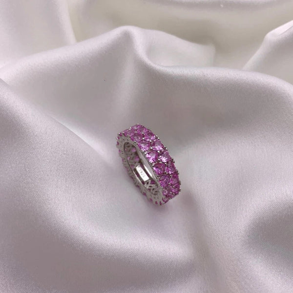 LUCID FANTASY 100% 925 Sterling Silver Heart Created Moissanite Pink Sapphire Gemstone Ring Fine Jewelry-Lucid Fantasy
