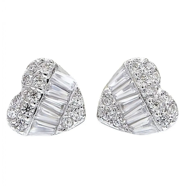 LUCID FANTASY 100% 925 Sterling Silver Heart High Carbon Diamond 18K Gold Plated Ear Stud Earrings Fine Jewelry-Lucid Fantasy