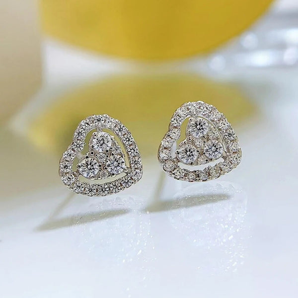 LUCID FANTASY 100% 925 Sterling Silver High Carbon Diamonds Gemstone Love Heart Studs Earrings Fine Jewelry-Lucid Fantasy