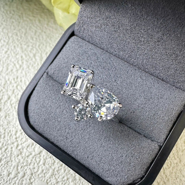 LUCID FANTASY 100% 925 Sterling Silver Lab Sapphire Aquamarine Citrine Gemstone Ring Fine Jewelry-Lucid Fantasy