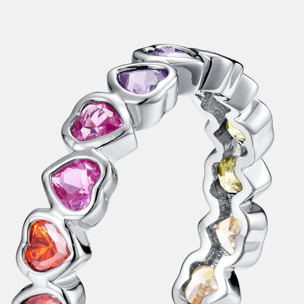 LUCID FANTASY 100% 925 Sterling Silver Love Heart Cut 3MM Lab Colorful Sapphire Gemstone Sparkling Fine Ring Jewelry Band-Lucid Fantasy