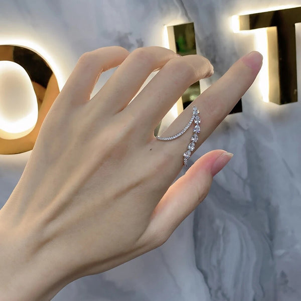 LUCID FANTASY 100% 925 Sterling Silver Pear Cut High Carbon Diamonds Gemstone V Shape Ring Fine Jewelry-Lucid Fantasy