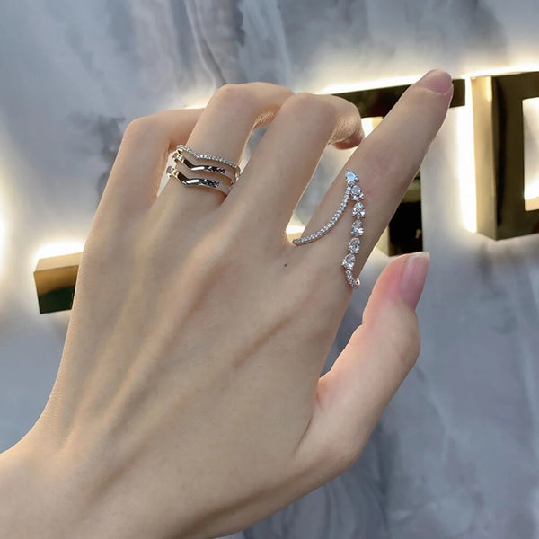 LUCID FANTASY 100% 925 Sterling Silver Pear Cut High Carbon Diamonds Gemstone V Shape Ring Fine Jewelry-Lucid Fantasy