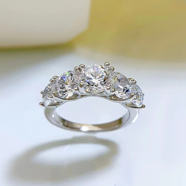 LUCID FANTASY 100% 925 Sterling Silver Round Cut High Carbon Diamond Gemstone Ring Fine Jewelry-Lucid Fantasy