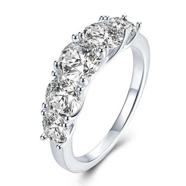 LUCID FANTASY 100% 925 Sterling Silver Round Cut High Carbon Diamond Gemstone Ring Fine Jewelry-Lucid Fantasy