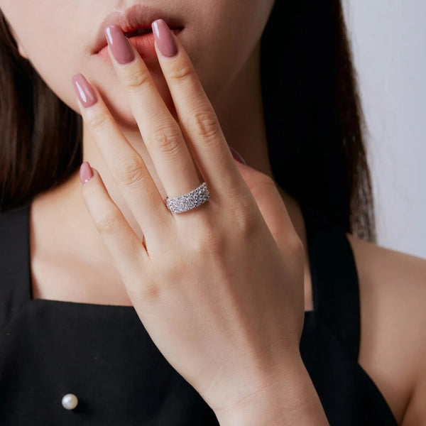 LUCID FANTASY 100% 925 Sterling Silver Round Cut Lab Sapphire Full Gemstone Ring Fine Jewelry-Lucid Fantasy