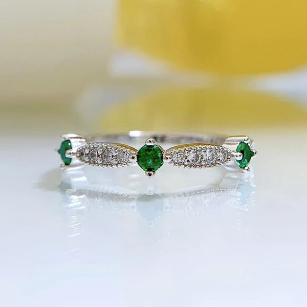 LUCID FANTASY 100% 925 Sterling Silver Sapphire Emerald High Carbon Diamond Gemstone Vintage Ring Fine Jewelry-Lucid Fantasy