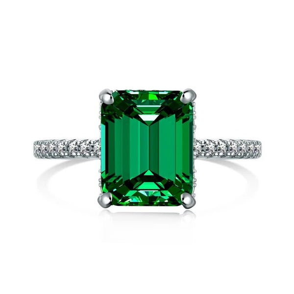 LUCID FANTASY 18K Gold Plated 925 Sterling Silver 4CT Emerald Cut High Carbon Diamond Gemstone Jewelry Ring-Lucid Fantasy