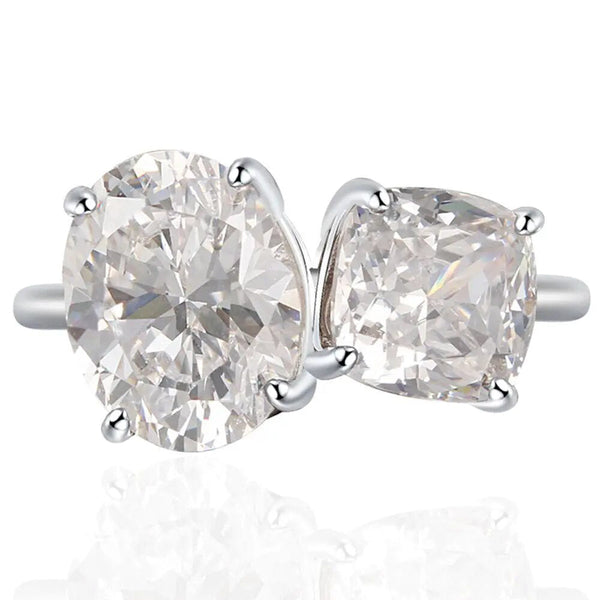 LUCID FANTASY 925 Sterling Silver Cushion Oval Cut Lab Sapphire Gemstone Ring Fine Jewelry-Lucid Fantasy