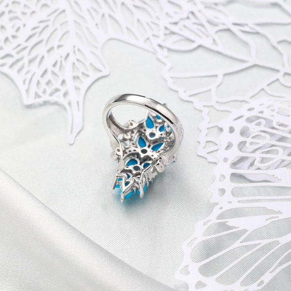 LUCID FANTASY 925 Sterling Silver Gemstone Ring 2 Carats Natural Pear Turquoise Fine Jewelry-Lucid Fantasy