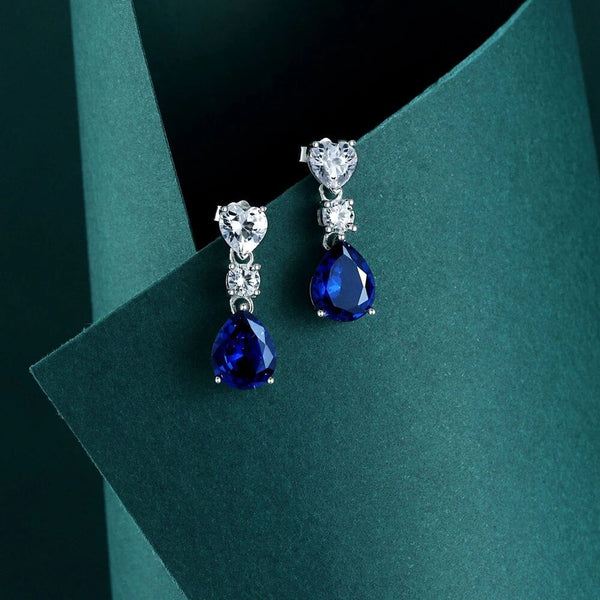 LUCID FANTASY 925 Sterling Silver Pear 3CT Sapphire High Carbon Diamond Gemstone Dangle Earrings Fine Jewelry-Lucid Fantasy