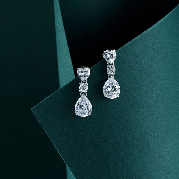 LUCID FANTASY 925 Sterling Silver Pear 3CT Sapphire High Carbon Diamond Gemstone Dangle Earrings Fine Jewelry-Lucid Fantasy