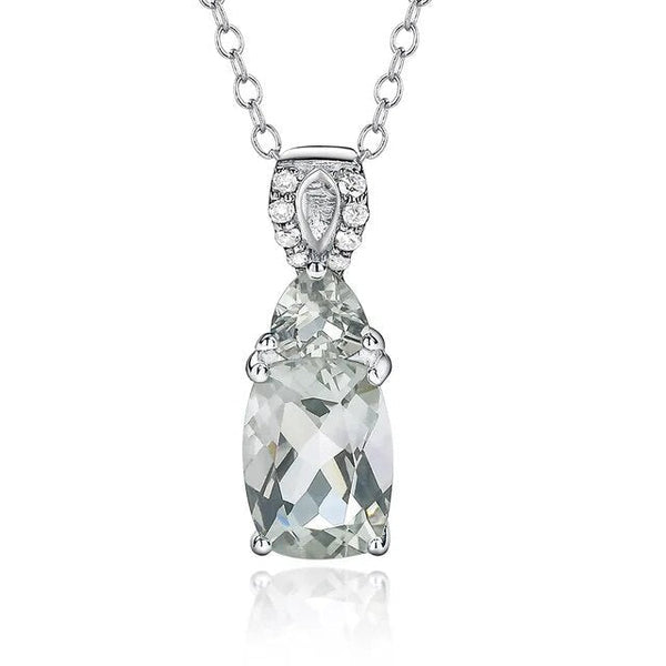 LUCID FANTASY 925 Sterling Silver Pendant Necklace Natural Green Amethyst 1.6ct Sparkling Gems Fine Jewelry-Lucid Fantasy