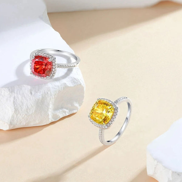 LUCID FANTASY Classic 925 Sterling Silver 3.5CT Citrine Ruby Aquamarine Emerald Sapphire Gemstone Jewelry Cocktail Ring-Lucid Fantasy