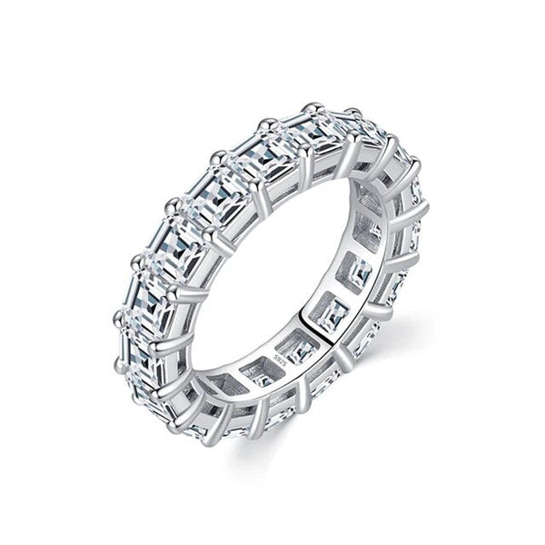 LUCID FANTASY Elegant 100% 925 Sterling Silver Asscher Emerald Cut Lab Sapphire Gemstone Jewelry Couple Ring-Lucid Fantasy