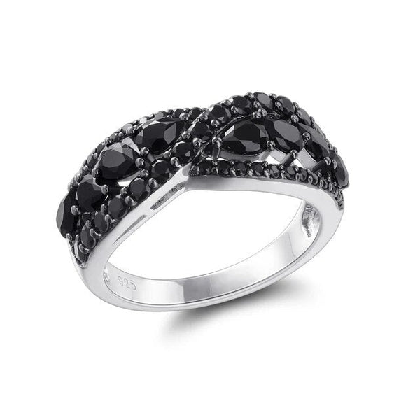 LUCID FANTASY Genuine 925 Sterling Silver Ring Natural Black Spinel Fine Jewelry-Lucid Fantasy