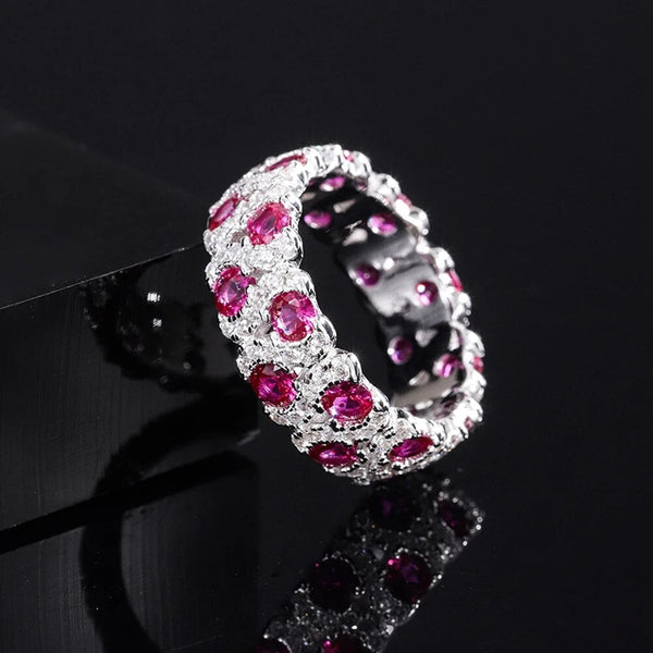 LUCID FANTASY Vintage 100% 925 Sterling Silver Emerald Ruby High Carbon Diamonds Gemstone Ring Fine Jewelry-Lucid Fantasy